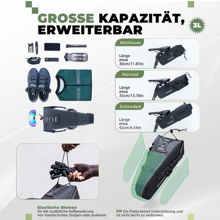 ROCKBROS Bikepacking Satteltasche 3 Liter 100% Wasserdicht TPU Gewebe (Fahrradtaschen) kaufen bei Linkreich – Jetzt entdecken!