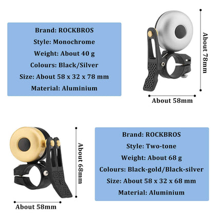 ROCKBROS Classic Brass Fahrradklingel Mini Fahrradglocken 1 - 2 Ringtone (Fahrradklingel) kaufen bei Linkreich – Jetzt entdecken!