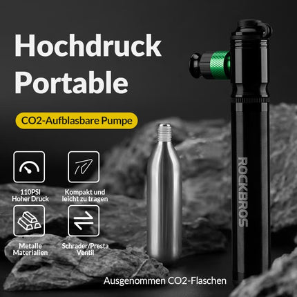 ROCKBROS CO2 Fahrradpumpe 110 PSI Aluminium Minipumpe Schwarz (Fahrrad Luftpumpen) kaufen bei Linkreich – Jetzt entdecken!