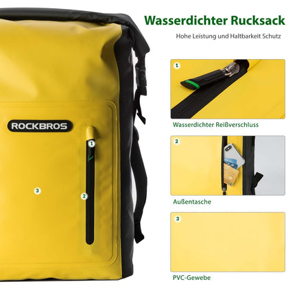 ROCKBROS Dry Bag wasserdicht Reiserucksack mit Vordertasche 20L (Fahrradtaschen) kaufen bei Linkreich – Jetzt entdecken!