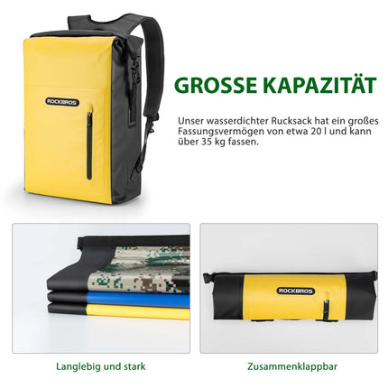 ROCKBROS Dry Bag wasserdicht Reiserucksack mit Vordertasche 20L (Fahrradtaschen) kaufen bei Linkreich – Jetzt entdecken!