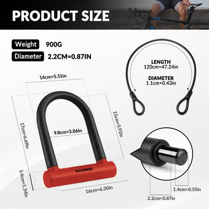 ROCKBROS Fahrrad Bügelschloss für Fahrräder & Motorräder aus legiertem (Fahrradschloss) kaufen bei Linkreich – Jetzt entdecken!