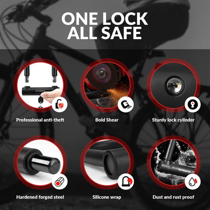 ROCKBROS Fahrrad Bügelschloss für Fahrräder & Motorräder aus legiertem (Fahrradschloss) kaufen bei Linkreich – Jetzt entdecken!
