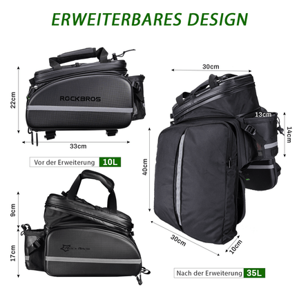 ROCKBROS Fahrrad Gepäckträgertasche 10 - 35L Wasserdicht Transporttasche (Fahrradtaschen) kaufen bei Linkreich – Jetzt entdecken!
