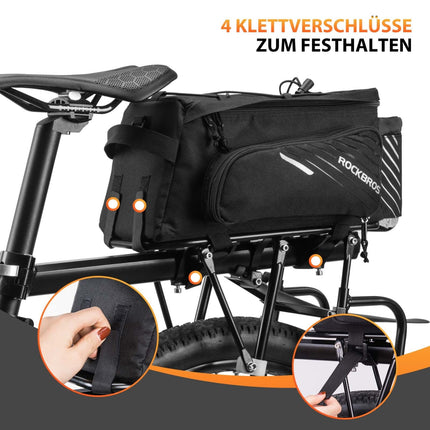 ROCKBROS Fahrrad Gepäckträgertasche Schwarz 9 - 12L mit 2 faltbare Seitentaschen (Fahrradtaschen) kaufen bei Linkreich – Jetzt entdecken!