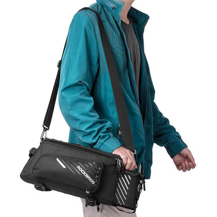ROCKBROS Fahrrad Gepäckträgertasche Schwarz 9 - 12L mit 2 faltbare Seitentaschen (Fahrradtaschen) kaufen bei Linkreich – Jetzt entdecken!