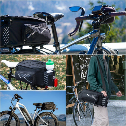 ROCKBROS Fahrrad Gepäckträgertasche Schwarz 9 - 12L mit 2 faltbare Seitentaschen (Fahrradtaschen) kaufen bei Linkreich – Jetzt entdecken!