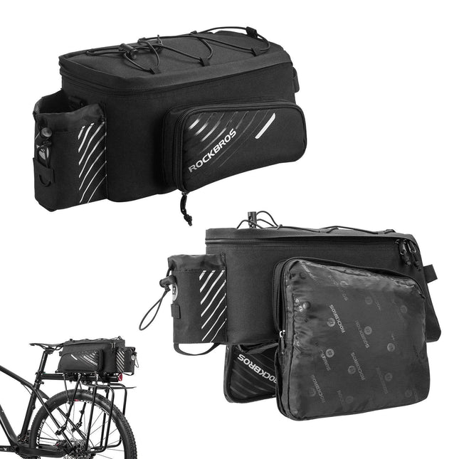 ROCKBROS Fahrrad Gepäckträgertasche Schwarz 9 - 12L mit 2 faltbare Seitentaschen (Fahrradtaschen) kaufen bei Linkreich – Jetzt entdecken!