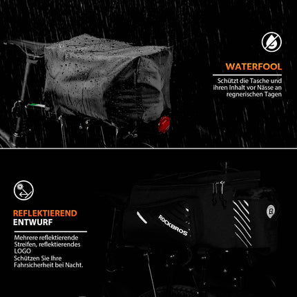ROCKBROS Fahrrad Gepäckträgertasche Schwarz 9 - 12L mit 2 faltbare Seitentaschen (Fahrradtaschen) kaufen bei Linkreich – Jetzt entdecken!