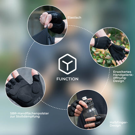 ROCKBROS Fahrrad Handschuhe Halbfinger rutschfest Stoßdämpfende Sommer (Fahrradhandschuhe) kaufen bei Linkreich – Jetzt entdecken!