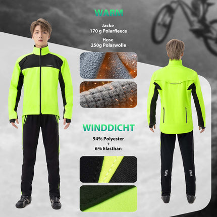 ROCKBROS Fahrrad Jacke & Hose Winter Fahrradanzug Leuchtendes Grün (Fahrradanzug) kaufen bei Linkreich – Jetzt entdecken!