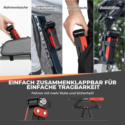 ROCKBROS Fahrrad Klapp - Fahrradschloss Robust Diebstahlschutz mit 2 Schlüsseln (Fahrradschloss) kaufen bei Linkreich – Jetzt entdecken!