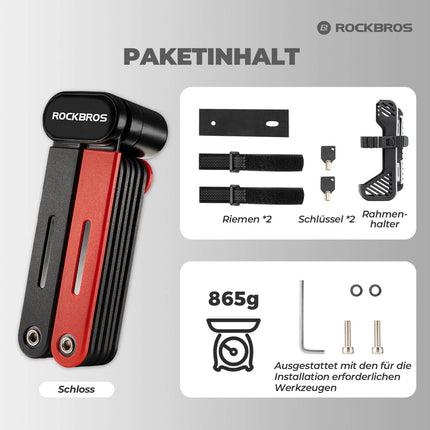 ROCKBROS Fahrrad Klapp - Fahrradschloss Robust Diebstahlschutz mit 2 Schlüsseln (Fahrradschloss) kaufen bei Linkreich – Jetzt entdecken!