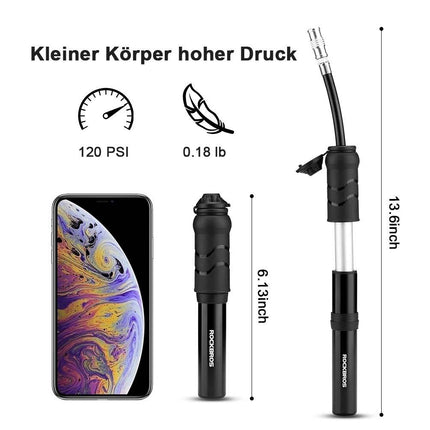 ROCKBROS Fahrrad Minipumpe 100 PSI Luftpumpe Presta & Schrader Ventile (Fahrrad Luftpumpen) kaufen bei Linkreich – Jetzt entdecken!