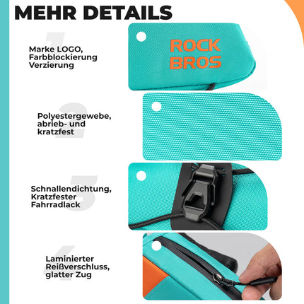 ROCKBROS Fahrrad Oberrohrtasche Schnellverschlussschnalle & Bungee - Seil - Fixierung 0,8L (Fahrradtaschen) kaufen bei Linkreich – Jetzt entdecken!