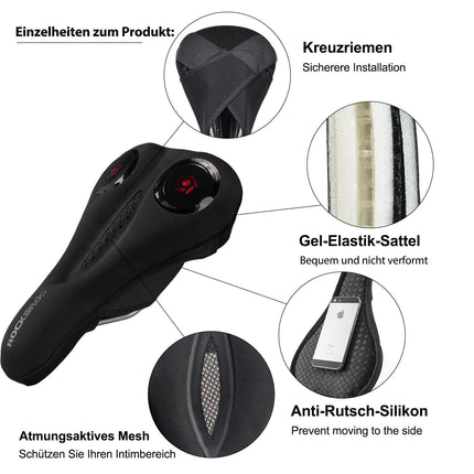 ROCKBROS Fahrrad Sattelbezug Gel Sattel Überzug Schwarz
