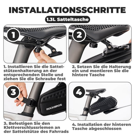 ROCKBROS Fahrrad Satteltasche mit Schutzblech Wasserabweisend 1,3L/0.8L (Fahrradtaschen) kaufen bei Linkreich – Jetzt entdecken!