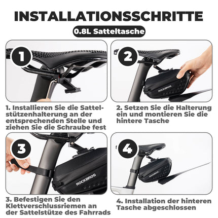 ROCKBROS Fahrrad Satteltasche mit Schutzblech Wasserabweisend 1,3L/0.8L (Fahrradtaschen) kaufen bei Linkreich – Jetzt entdecken!