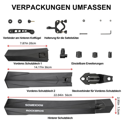 ROCKBROS Fahrrad Schutzblech Set MTB Spritzschutz 26 Zoll Schwarz (Fahrrad Schutzblech) kaufen bei Linkreich – Jetzt entdecken!