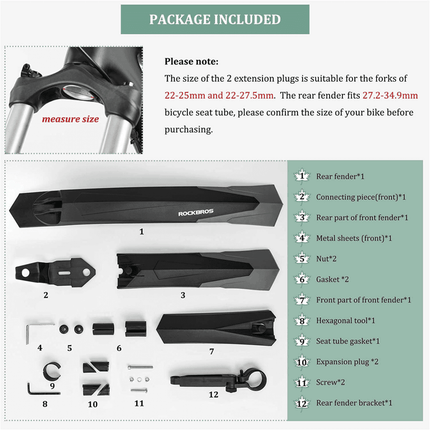 ROCKBROS Fahrrad Schutzblech Set MTB Spritzschutz aus PP und Gummi (Fahrrad Schutzblech) kaufen bei Linkreich – Jetzt entdecken!