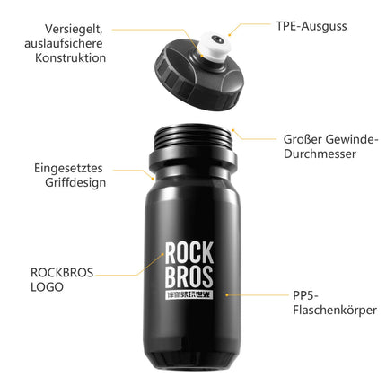 ROCKBROS Fahrrad Wasserflasche 600ml Trinkflasche BPA - Frei Auslaufsichere Flasche (Fahrradflasche) kaufen bei Linkreich – Jetzt entdecken!