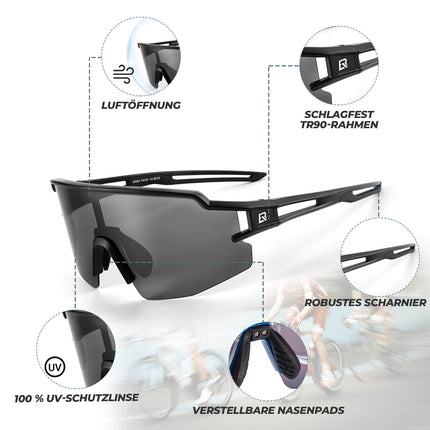 ROCKBROS Fahrradbrille Polarisiert Sportbrille winddichte Sonnenbrille UV400 Schutz (Fahrradbrille) kaufen bei Linkreich – Jetzt entdecken!