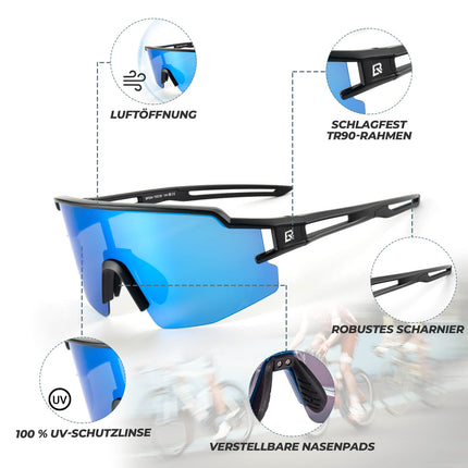 ROCKBROS Fahrradbrille Polarisiert Sportbrille winddichte Sonnenbrille UV400 Schutz (Fahrradbrille) kaufen bei Linkreich – Jetzt entdecken!