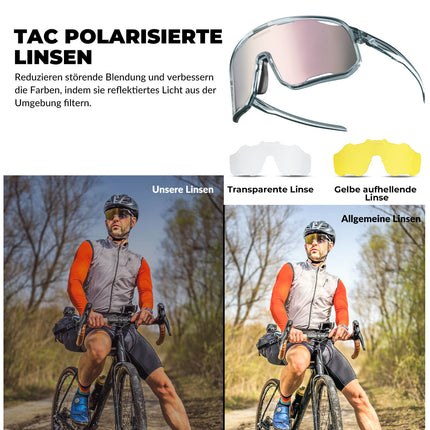 ROCKBROS Fahrradbrille Polarisierte Sonnenbrille UV - Schutz Wechsel - Nasenpads Damen/Herren (Fahrradbrille) kaufen bei Linkreich – Jetzt entdecken!