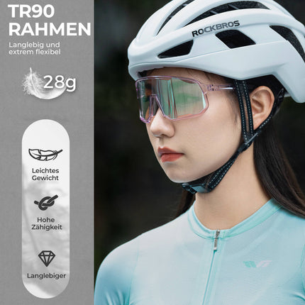 ROCKBROS Fahrradbrille Selbsttönende Sonnenbrille UV - Schutz Wechsel - Nasenpads Damen/Herren (Fahrradbrille) kaufen bei Linkreich – Jetzt entdecken!