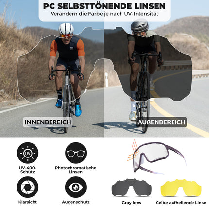 ROCKBROS Fahrradbrille Selbsttönende Sonnenbrille UV - Schutz Wechsel - Nasenpads Damen/Herren (Fahrradbrille) kaufen bei Linkreich – Jetzt entdecken!