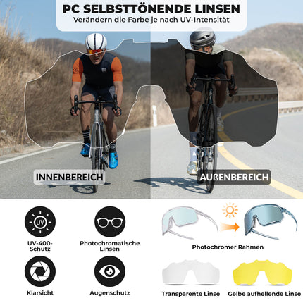 ROCKBROS Fahrradbrille Selbsttönende Sonnenbrille UV - Schutz Wechsel - Nasenpads Damen/Herren (Fahrradbrille) kaufen bei Linkreich – Jetzt entdecken!
