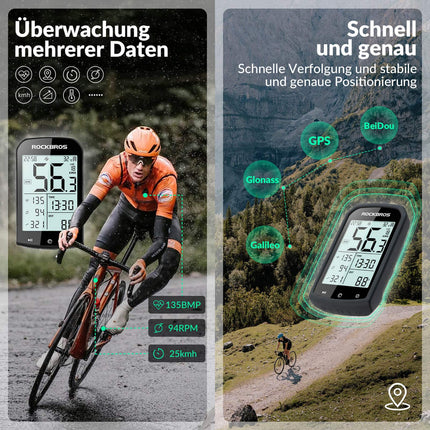 ROCKBROS Fahrradcomputer Kabellos GPS wasserdicht Tachometer und Kilometerzähler (Fahrradcomputer) kaufen bei Linkreich – Jetzt entdecken!