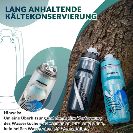 ROCKBROS Fahrradflasche 620 ml Sportflasche mit 5 Stunden Kühlhaltefunktion (Fahrradflasche) kaufen bei Linkreich – Jetzt entdecken!