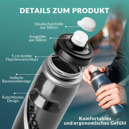 ROCKBROS Fahrradflasche 620 ml Sportflasche mit 5 Stunden Kühlhaltefunktion (Fahrradflasche) kaufen bei Linkreich – Jetzt entdecken!