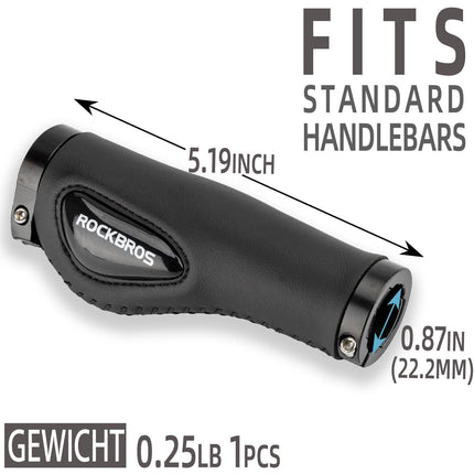 ROCKBROS Fahrradgriffe Ledergriffe für Lenker mit 22,2 mm Durchmesser