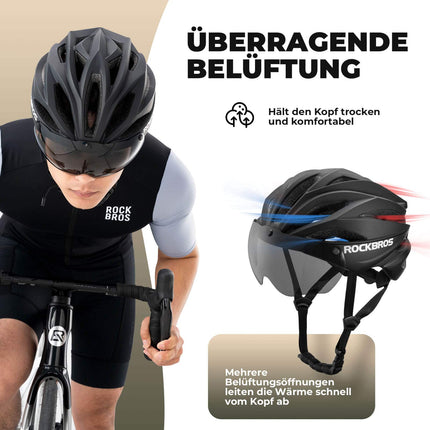 ROCKBROS Fahrradhelm Magnetischer Abnehmbarer MTB Helm mit Visier (Fahrradhelme) kaufen bei Linkreich – Jetzt entdecken!
