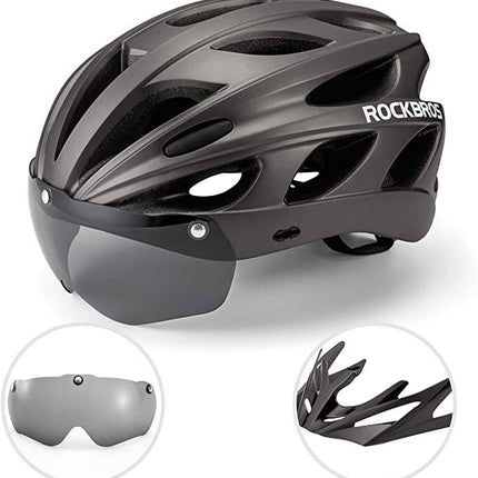 ROCKBROS Fahrradhelm mit integrierter abnehmbarer Magnetbrillen & Visier