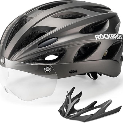 ROCKBROS Fahrradhelm mit integrierter abnehmbarer Magnetbrillen & Visier