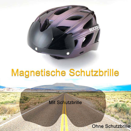 ROCKBROS Fahrradhelm mit integrierter abnehmbarer Magnetbrillen & Visier (Fahrradhelme) kaufen bei Linkreich – Jetzt entdecken!