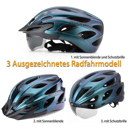 ROCKBROS Fahrradhelm mit integrierter abnehmbarer Magnetbrillen & Visier (Fahrradhelme) kaufen bei Linkreich – Jetzt entdecken!