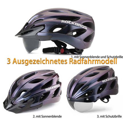 ROCKBROS Fahrradhelm mit integrierter abnehmbarer Magnetbrillen & Visier (Fahrradhelme) kaufen bei Linkreich – Jetzt entdecken!