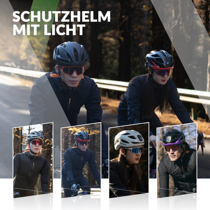 ROCKBROS Fahrradhelm mit Licht, mit USB 1800 mAh Atmungsaktiv 58-60 cm
