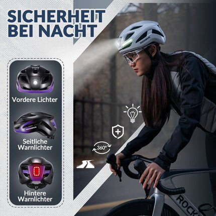 ROCKBROS Fahrradhelm mit Licht, mit USB 1800 mAh Atmungsaktiv 58 - 60 cm (Fahrradhelme) kaufen bei Linkreich – Jetzt entdecken!