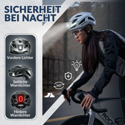 ROCKBROS Fahrradhelm mit Licht, mit USB 1800 mAh Atmungsaktiv 58 - 60 cm (Fahrradhelme) kaufen bei Linkreich – Jetzt entdecken!