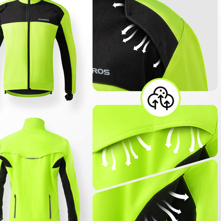 ROCKBROS Fahrradjacke Winter Herren Radjacke Leuchtendes Grün