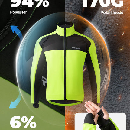 ROCKBROS Fahrradjacke Winter Herren Radjacke Leuchtendes Grün