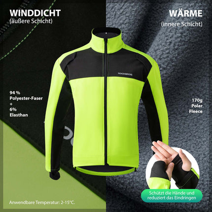 ROCKBROS Fahrradjacke Winter Herren Radjacke Leuchtendes Grün (Fahrradjacke) kaufen bei Linkreich – Jetzt entdecken!