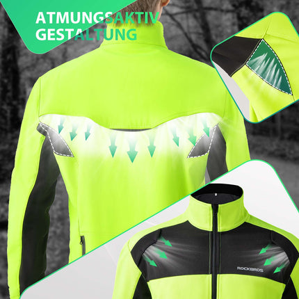 ROCKBROS Fahrradjacke Winter Herren Radjacke Leuchtendes Grün (Fahrradjacke) kaufen bei Linkreich – Jetzt entdecken!