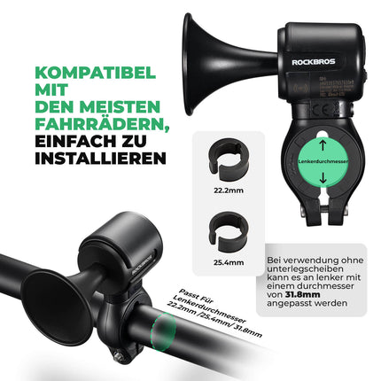 ROCKBROS Fahrradklingel Elektrisch 120dB Ton IPX5 Wasserschutz Smartphone Tracking (Fahrradklingel) kaufen bei Linkreich – Jetzt entdecken!