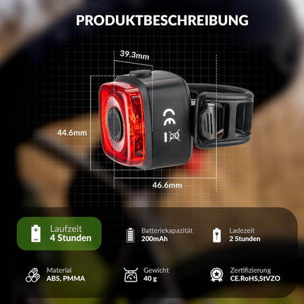 ROCKBROS Fahrradlicht IPX5 Wasserdicht Rücklicht Wiederaufladbar mit USB - C (Fahrradlicht) kaufen bei Linkreich – Jetzt entdecken!